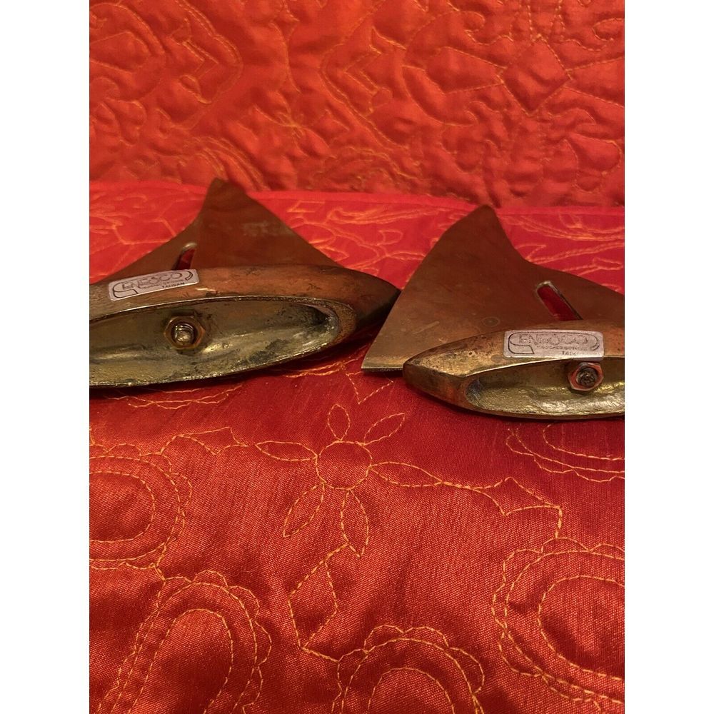 MCM Vintage Brass Sailboat Set 6" & 7.75" Tall‎ Mid Century Modern Solid Taiwan - Picture 5 of 6